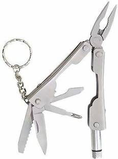 VINAL 9-in-1 Multifunction Foldable Titanium Coated Micro Pliers Tool Kit Mini Pocket Multitool for Camping, Sports, Hardware with LED Flash Light & Key Ring Multi Utility Plier