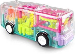 Ghoniya enterprise Transparent Bus Concept Musical and 3D Lights Kids Transparent Car, 2-5 Year Kids Baby Toy (3D Musical Concept Bus) (Multicolor)