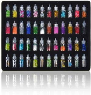 Plusbeauty SYGA Acrylic 3D Glitter Powder Manicure Set of Nail Stickers, Nail Art Tool for Nail Decoration