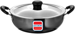 UCOOK Hard Anodised Kadhai 24 cm diameter with Lid 3 L capacity