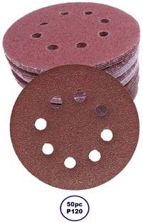 DUMDAAR 50 Pcs Sand Papper Size P120 Round Sand Paper velcro disc/ sanding disc for Orbital Sander Emery Sandpaper Emery Sandpaper