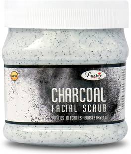Luster Charcoal Facial Scrub | 100% Natural | Purifies & Detoxifies Skin | Improves Radiance & Clear Dead Skin | Face Scrub For Tan Removal | For Women & Men | Paraben & Sulfate Free - Facial Scrub