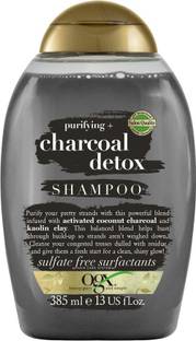 ogx Purifying Charcoal Detox Shampoo, with Coconut Charcoal & Kaolin Clay, leaves shine