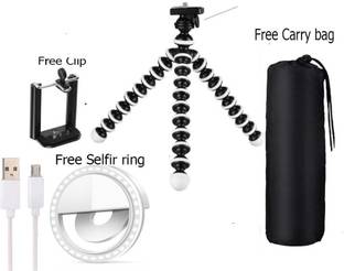 BUFONA New Arrival High Quality GORILLA TRIPOD + SELFIE RING + DUSTPROOF BAG with mobile holding clip Camera Tripod Premium Quality Foldable Adjustable Flexible Sponge Octopus Tripod Multi-Use Selfie Stick Photography 3 levels Selfie LED Flash Light Desktop Online Course Video Recording Special Design for Streaming, Video Blogs, Online Classes, Presentation, Creating Product Demos, Video Blogging ,Gimbal, DSLR & Action Cameras Mobile Holder monopods Tripod Tripod, Monopod Kit, Monopod, Tripod Kit, Tripod Clamp, Tripod Ball Head