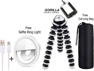 बुफोना Best SELFIE RING LIGHT + GORILLA TRIPOD + DUSTPROOF BAG Fully Flexible Portable & Foldable Camera & Mobile Tripod With Mobile Clip Holder BUF-GLA87 Bracket Fully Flexible Mount Cum Tripod Stand With Three-Dimensional Head & Quick Release T9 Plate Gorilla Tripod DSLR , Smartphone & Action Cameras Mobile Holder Octopus Stand/Mobile Holder Gorilla Mobile Holder Multi-Use Selfie Stick Photography 3 levels Selfie LED Flash Light ट्राइपॉड, मोनोपॉड किट, मोनोपॉड, ट्राइपॉड किट, ट्राईपॉड क्लैंप, ट्राइपॉड बॉल हेड