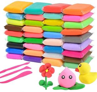 Shopex air dry clay, colorful children soft clay, gifts for kids-Multicolor. Non-Toxic Modeling Magic Fluffy Foam Bouncing Clay Clay for Kids with Tools (2 Set 24 Pcs)