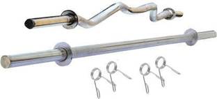 HACKERX 5Ft Straight + 4Ft Curl - 23mm Weight Lifting Bar