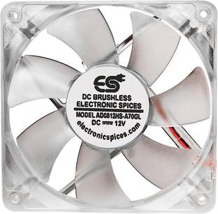 Electronic Spices DC12V Transparent Cooling Fan with 3 Color Led 12CM Compatible for Receiver, Router, Laptop, Computer Ventilator (Clear White) Cooling Fan All in one Cooler