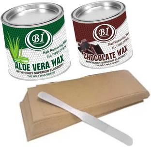 BI - QUALITY PRODUCT THE ALOEVERA (500G) AND CHOCOLATE (500G) WAX COMBO WITH BEST QUALITY WAX STRIPS AND WAX KNIFE Wax