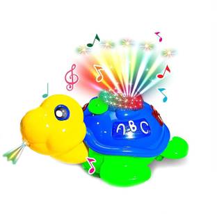 littlewish Tortoise Sound Toy Musical Bump and go Action Turtle for Kids | 360 Degree Dance Moves Action | Colourful 3D Light Effects and Music | Shell rotates - Multi Colour