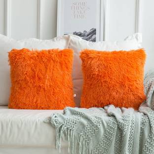 Wondershala Square pillow cushion set for sofa pillows with zipper Microfibre Solid, Geometric Cushion Pack of 2