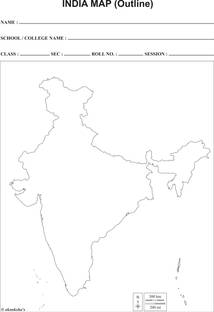 Outline Map of India Blank A4 70 GSM (Set of 100) Paper Print