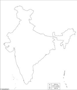 akanksha's Outline Map of India Blank (Black & White) A4 70 GSM (50 Sheets) Unruled A4 70 gsm A4 paper