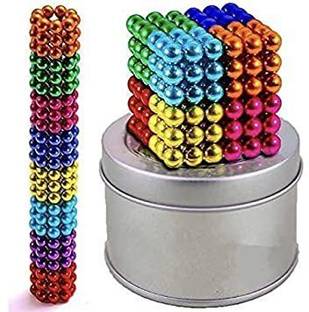 Ghoniya enterprise Multi-Colored Balls for Kids , Degree Round Magnetic Stainless Steel Solid Balls for Kids Toy , 216 pcs- Multi Color