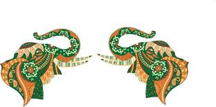 K2A Studio 100 cm colorful elephant faces wall sticker (: 44 Cm X 105 Cm Self Adhesive Sticker