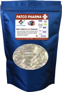 PATCO PHARMA RAW MATERIALS & EQIPMENTS Size 000 Transparent Empty Gelatin Pill/Capsule, Gluten Free, DIY Powder Filling