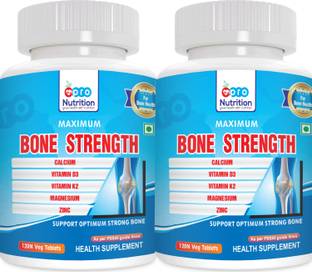 PRONUTRITION Bone Strength with Calcium+Vitamin D3+Vitamin K2+Magnesium+Zinc-Pack of 2 Bottles