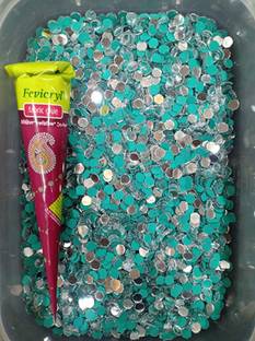 The Unique ® - 5mm Round Mirror (High Quality) for Embroidery Aari/Maggam, Jewellery Making, Arts & Crafts, Pack of 500 Pcs with Fabric Glue.