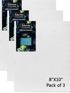 Eduway 8 X 10 Inch Canvas Board, 100% Cotton Medium Grain Primed Canvas Board (Set of 3)