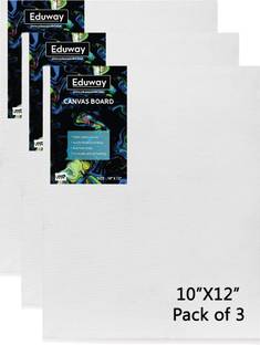 Eduway 10 X 12 Inch Canvas Board, 100% Cotton Medium Grain Primed Canvas Board (Set of 3)