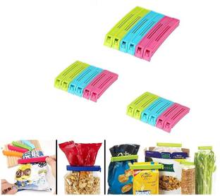 Anshri 18 Pcs -Plastic Food Snack Bag Pouch Clip Sealer (Set of 18, Multi-Color) Manual Vacuum Bag Sealer
