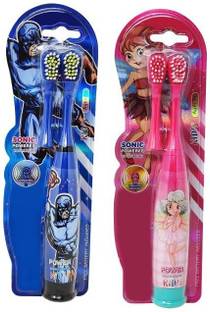 madago Blue and Pink Vibration Motion Kids ToothBrush with additional head pack of 2 Electric Toothbrush