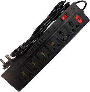 Om Traders 6+1 Extension Boards 6AMP Power Strip 144 inch Long Wire 6 Socket Extension Boards (Black) 6 A Three Pin Socket