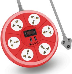 ELOVE USB Extension Board - 6 Outlets 2 USB Ports [Auto Reset ON/OFF Button] [2.4 Amp Fast Charging Ports] Universal Multi Plug Socket Extension Cord with 1.8 Meter Power Cord 10 A Three Pin Socket