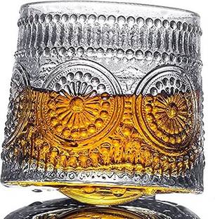 VLKMK (Pack of 4) Whiskey Glasses,Rotatable Decompression , New Fashioned Whiskey Glasses,bar Whiskey Glasses, Perfect Idea for Scotch Lovers, Glasses for Scotch, Rum Glasses Pack of 4 (200 ML) Glass Whisky Glass