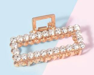 ANNA CREATIONS 1 Pcs Korean Style Vintage Big Rhinestone Metal Hair Claw Cat Ears Geometric Hair Clip Clutches Hairpin Flower Barrette Jaw Clamp Hair Accessories For Women Girls Hair Claw