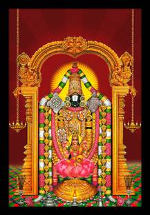 Ritwika's Lord Sri Venkateshwara Tirupati Balaji Religious Wall Decor Framed Digital Reprint 13.5 inch x 9.5 inch Painting