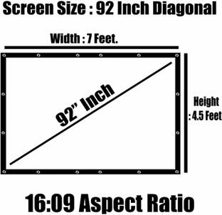 Savsol 92" inch Projector Screen 7 Feet (W) x 4.5 Feet (H) 16:09 HD Foldable Anti-Crease Portable Projector Movies Screen for Home Theater (Size :- 7 ft.(W) x 4.5 ft.(H) - 92" Inch) Projector Screen (Width 213 cm x 122 cm Height)
