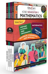 Educart ICSE Semester 1 MCQ Sample Papers Books Main Subjects Bundle Class 10 - English 1 & 2, Maths, Physics, Chemistry, Biology, History & Civics And Geography For 2021-22 (T S Sudhir)