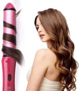 CHG Hair Beauty Set Curler and Hair Straightener (Pink)