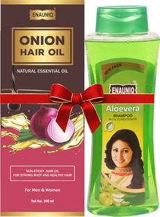ENAUNIQ Onion Hair Oil 100 ml + Amla Aloevera Shampoo 500ml Hair Oil