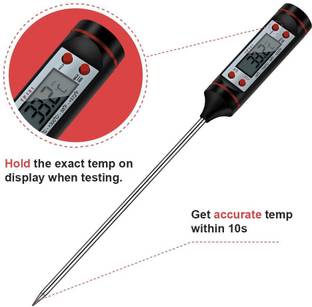 uptodatetools Portable Stainless Steel Probe Cooking Thermometer Baking Temperature Measurement Food Liquid Paste Oil Temperature Milk Temperature Tea Category Beer (Black) Instant Read Thermocouple Kitchen Thermometer