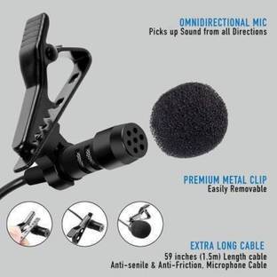 Borneo Mini Singing Recording Mic for YouTube Videos | Audio in Smart Mobile Phone with Noise Cancellation Collar Microphone Clip (Black) Microphone