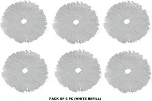VEDRID 360 Rotating Magic Spin Microfiber Mop Head Refill Pack OF 6 Super Absorbent Refills for All Home & Office Floor Cleaning only Refill (White) Refill