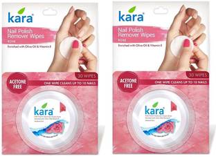 KARA Rose Nail Polish Remover Wipes, 30 Count,(Pack of 2)