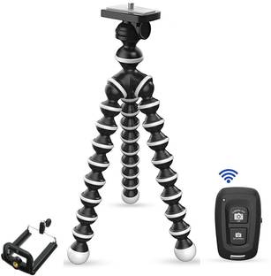 Treadmill Gorilla Tripod/Mini Tripod [10 inch+ 3 inch clip] fully flexible rotatable mobile stand/holder with Remote & clip holder for all Mobile Phone DSLR & Action Cameras|Video Shooting, YouTube etc Tripod, Tripod Bracket, Tripod Kit