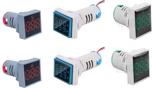 Gadariya King 6 PCS Green, RED, Blue Voltmeter Green Square – 20:500VAC – 3 Digit – 22mm Voltmeter