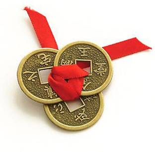 MYEBIZSTORE Three Lucky Feng-Shui Coins. Copper Yantra