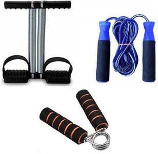 AJRO DEAL Tummy Trimmer Double Spring Skipping Rope & Wrist Hand Grip For Exercise & Fitness Ab Exerciser