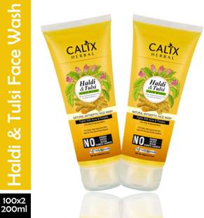 calix Herbal Organic & Ayurvedic Haldi & Tulsi  Fights With Acne & Pimples, For Clean, Spot Less & Fair Skin | Natural Antiseptic  For Oily To Normal Skin - (Pack Of 2) Face Wash