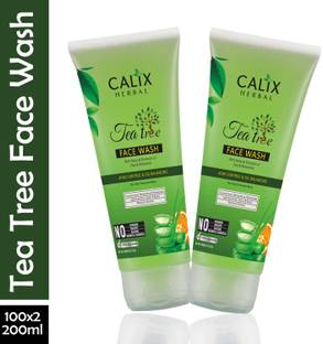 calix Herbal Organic & Ayurvedic Tea Tree  For Acne Control & Oil Balancing - Deeply Cleanses Skin, Clears Skin, Scars & Spots For Oily To Normal Skin 100 ML - (Pack Of 2) Face Wash