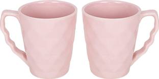 purezento premium quality ceramic handcrafted pink diamond cut design gift for mom/dad/husband/wife/brother/sister/bf/gf/couple/friends/wedding gift/aninversary gift/festival ceramic coffee tea mug Ceramic Coffee Mug