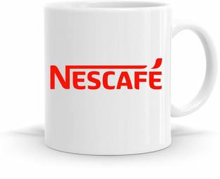R CREATION Nescafe Printed mug Red Ceramic Coffee Mug