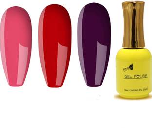 Gleevia Combo Pack of UV Nail Gel Polish with Brush Cap 15ml Each Gift Pack for Beginners and Professionals | Shade Code E4,E5,E6 Multicolor