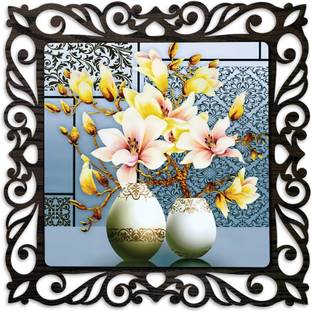 Casa Rica Flower Painting Photo Frame Wall Hanging for Wall (SAS12) Digital Reprint 12 inch x 12 inch Painting