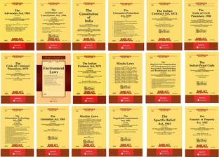 Set Of 18 Bare Acts For All India Bar Examination (AIBE)- CPC, CrPC, IPC, CONSTITUTION, INFORMATION TECHNOLOGY, TRANSFER OF PROPERTY ACT, SPECIFIC RELIEF ACT, CONTRACT ACT, EVIDENCE ACT, LIMITATION ACT, RIGHT TO FAIR COMPENSATION, N.I ACT, HINDU LAW, MUSLIM LAW, ENVIRONMENT LAW, CONSUMER PROTECTION ACT, ARBITRATION AND CONCILATION ACT & ADVOCATES ACT